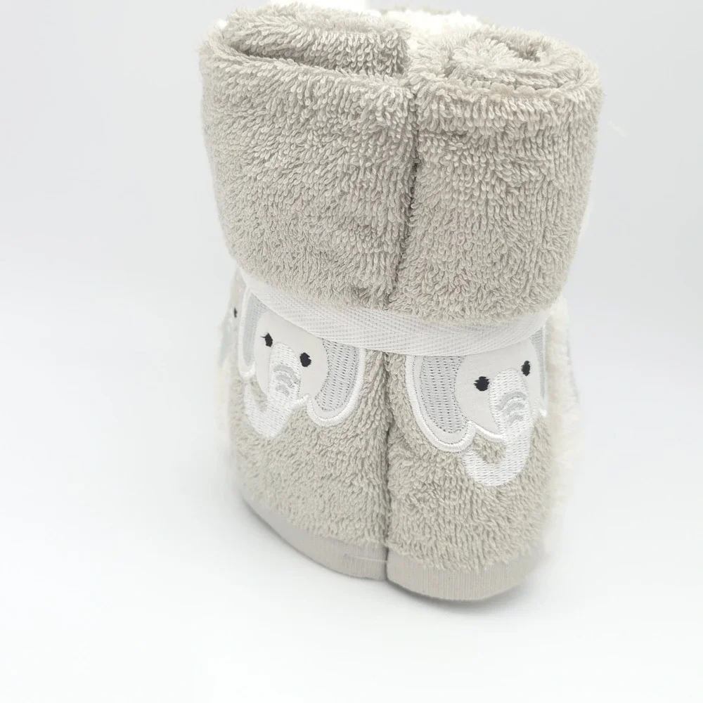 Elephant Washcloth 6Pk Cotton Grey White Embroidered Bath Set Plush Towel New